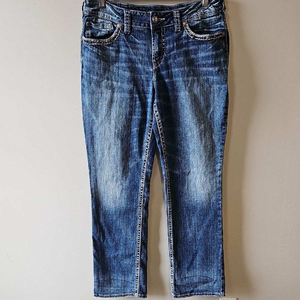 Silver Jeans Suki Size 14 Dark Wash 36x33 Straight Leg Jeans